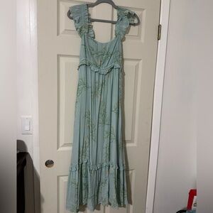 Blu Pepper Sage Green Floral Maxi Dress
